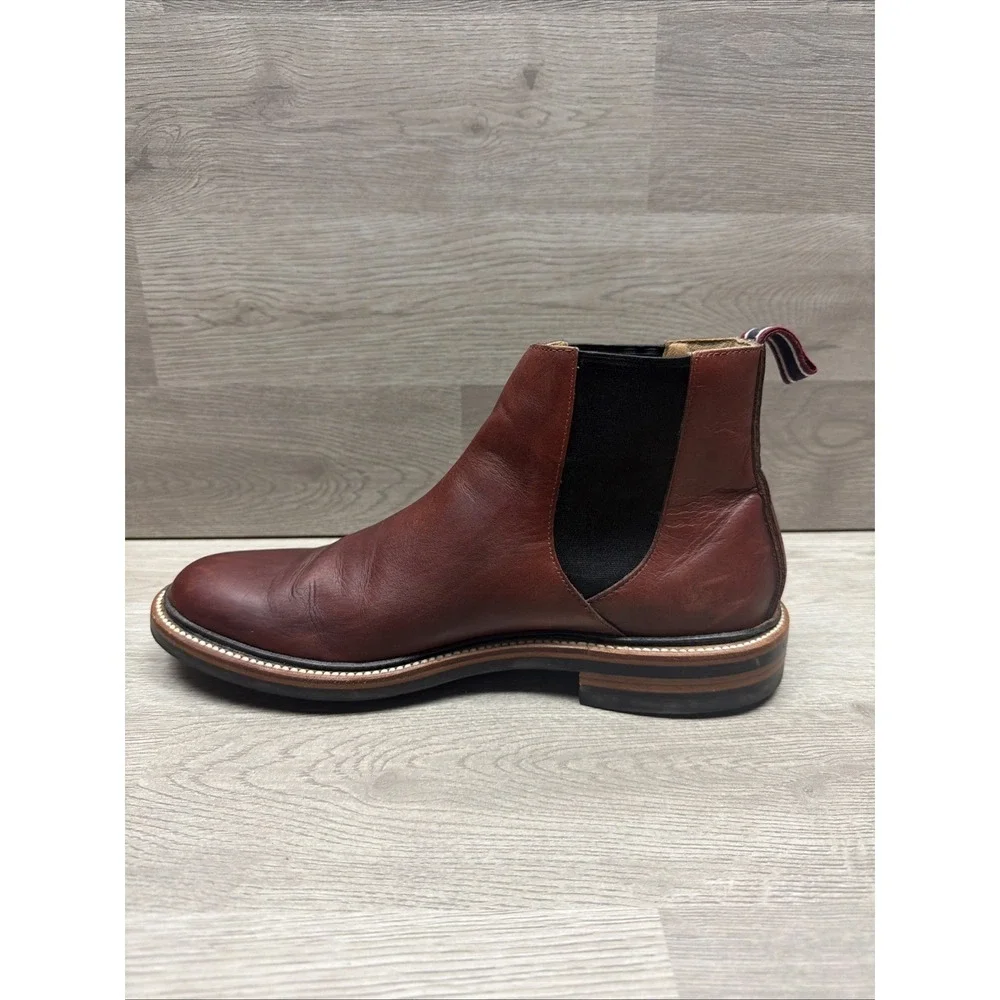 J Crew Chelsea Boot Oar Stripe Italian Leather J9018 Size 7.5 Mens Very Nice